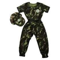 Fantasia Infantil Menino Soldado Camuflado Temático Verde