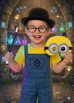 Fantasia Infantil Minions Mágico C/ Óculos, Varinha e Chapéu Envio Já !