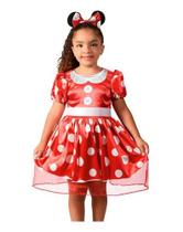 Fantasia Infantil Minnie Clássica Vestido Vermelho Novabrink