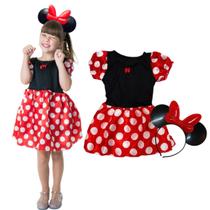 Fantasia Infantil Minnie Mouse Vermelha Completa Menina Com Tiara Disney Feminina Toymaster