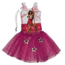 Fantasia Infantil Moana Com Saia De Tule ROSA E Colar Princesa