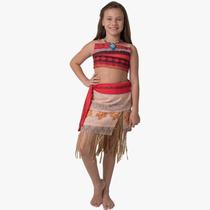 Fantasia Infantil Moana Princesa Luxo Com Colar