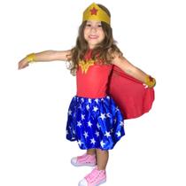 Fantasia Infantil Mulher Maravilha Com Acessórios Festas Fantasia Infantil Mulher Maravilha Com Acessórios Festas