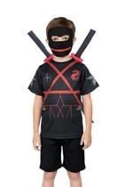 Fantasia Infantil Ninja Com Mochila e Espadas