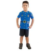 Fantasia Infantil Policial Com Camiseta Short De 2 A 8 Anos - Brink Model