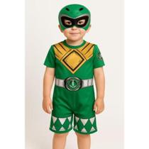 Fantasia Infantil Power Ranger Vermelho, Rosa, Preto, Azul e Verde 2 a 9 anos