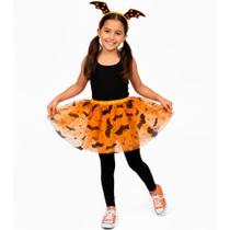 Fantasia Infantil pra Menina Barata Kit Saia e Tiara Morceguinha Vampira Roxa ou Laranja Fantasia Infantil pra Menina Barata Kit Saia e Tiara Morceguinha Vampira Roxa ou Laranja