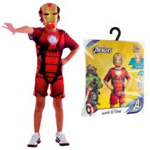 Fantasia Infantil Premium Homem de Ferro com Mascara Roupa Curta Tamanho:G