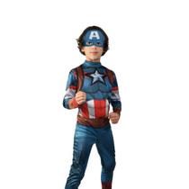 Fantasia Infantil Premium Marvel Capitão América com Mascara