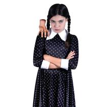 Fantasia Infantil Premium Wandinha Roupa Acompanha Mãozinha