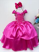 Fantasia Infantil Princesa Aurora Bela Adormecida Barbie Pink Luxo Festa 107PK