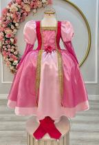 Fantasia Infantil Princesa Aurora com Luvas Luxo para Festas Fantasia Infantil Princesa Aurora com Luvas Luxo para Festas