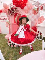 Fantasia Infantil Princesa Belli Moranguinho - Confeccionada em Tecido 100% Poliéster