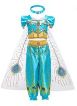 Fantasia Infantil Princesa Jasmine Alladin Azul Turquesa