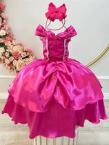 Fantasia Infantil Princesa Rosa Aurora Bela Adormecida Barbie - Vestido Completo Fantasia Infantil Princesa Rosa Aurora Bela Adormecida Barbie - Vestido Completo