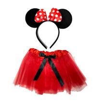 Fantasia Infantil Ratinha Minnie Saia Curta + Tiara Laço