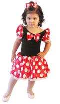 Fantasia Infantil Ratinha Minnie Vestido Curto Com Laço De 2 À 8 Anos - Brink Model