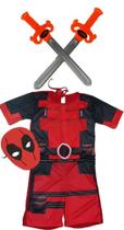Fantasia Infantil Roupa Deadpool 2 Espadas 35cm 1 A 9 Anos Fantasia Infantil Roupa Deadpool 2 Espadas 35cm 1 A 9 Anos