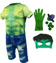Fantasia Infantil Roupa Incrível Hulk + Máscara E.V.A+ Lança Disco - SGB Modas