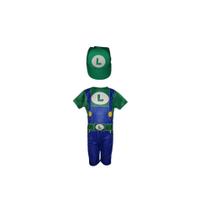 Fantasia Infantil Roupa Luigi Com Chapéu De E.v.a