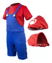 Fantasia Infantil Roupa Mário Gorro Camiseta e Suspensório ( dos 2 aos 9 anos) Fantasia Infantil Roupa Mário Gorro Camiseta e Suspensório ( dos 2 aos 9 anos)