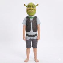 Fantasia Infantil Roupa Shrek Ogro Máscara Realista 1 á 9 anos PP ao GG Fantasia Infantil Roupa Shrek Ogro Máscara Realista 1 á 9 anos PP ao GG