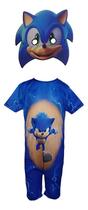 Fantasia Infantil Roupa Sonic Com Máscara E.v.a Realista