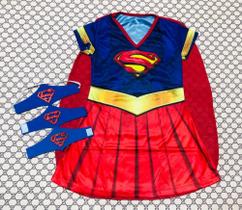 Fantasia Infantil Roupa Super Girl Com capa e acessórios