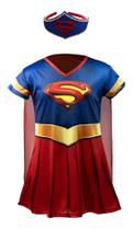 Fantasia Infantil Roupa Super Girl Com Tiara (dos 2 aos 9 anos)