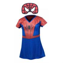 Fantasia infantil Roupa Vestido Menina Homem Aranha com Máscara Fantasia infantil Roupa Vestido Menina Homem Aranha com Máscara