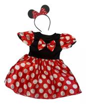 Fantasia Infantil Roupa Vestido Minnie Vermelho com Tiara - SGB Moda e Variedades