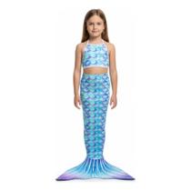 Fantasia Infantil Sereia Cauda Escamas Coloridas Praia Piscina Confortável Leve Delicado Divertido