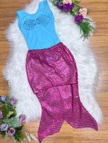 Fantasia Infantil Sereia Escamas Azul e Pink para Festas e Eventos Fantasia Infantil Sereia Escamas Azul e Pink para Festas e Eventos