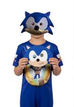 Fantasia Infantil Sônic Com 2 Máscaras Plástico e E.V.A