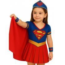 Fantasia Infantil Super Girl Com Tiara e Braceletes Fantasia Infantil Super Girl Com Tiara e Braceletes