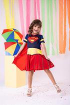 Fantasia Infantil Super Girls com Capa Embutida - Ideal para Festas e Aniversários Fantasia Infantil Super Girls com Capa Embutida - Ideal para Festas e Aniversários