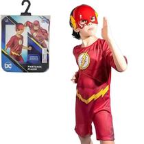 Fantasia Infantil Super Herói Flash Dc Luxo Menino Criança Com Máscara Original Filme Série