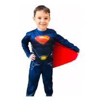 Fantasia Infantil Superman Longa Com Enchimento - RR Store