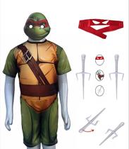 Fantasia Infantil Tartaruga Ninja Rafael + Adagas E Másc 3d Fantasia Infantil Tartaruga Ninja Rafael + Adagas E Másc 3d