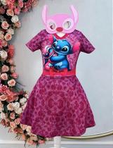 Fantasia Infantil Temática Angel Stitch Lilo com Máscara Rosa Fantasia Infantil Temática Angel Stitch Lilo com Máscara Rosa