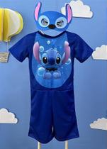 Fantasia Infantil Temática Stitch Angel Lilo Azul com Máscara