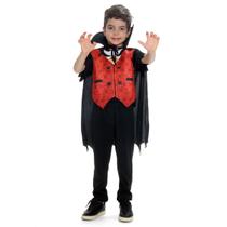 Fantasia Infantil Vampiro Com Capa e Colete Halloween Fantasia Infantil Vampiro Com Capa e Colete Halloween