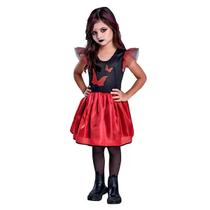 Fantasia Infantil Vestido De Bruxinha Vermelha Morcegos