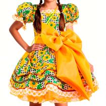 Fantasia Infantil Vestido Junino de São João de Luxo Com Bolsa Fantasia Infantil Vestido Junino de São João de Luxo Com Bolsa