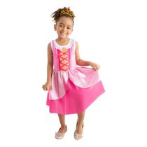 Fantasia Infantil Vestido Princesa Rosa M/G/GG Fantasia Infantil Vestido Princesa Rosa M/G/GG