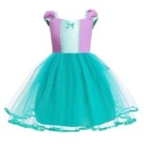 Fantasia Infantil Vestido Sereia Ariel 110Cm Veste 3 A 4