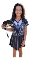 Fantasia Infantil Wandinha Adams Vestido Baile Halloween Fantasia Infantil Wandinha Adams Vestido Baile Halloween