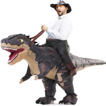 Fantasia inflável de dinossauro Mxosum T-REX Ride para adultos preta