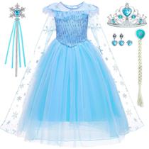 Fantasia iTVTi Elsa Dress Princess para meninas de 7 a 8 anos com acc Fantasia iTVTi Elsa Dress Princess para meninas de 7 a 8 anos com acc