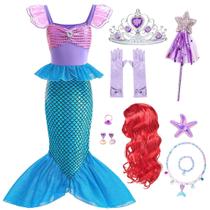 Fantasia iTVTi Mermaid Dress Up com acessórios, azul 6-7Y Fantasia iTVTi Mermaid Dress Up com acessórios, azul 6-7Y